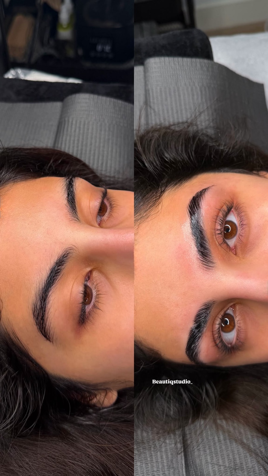 Voor en na wenkbrauwbehandeling bij Beautiq Studio Rotterdam