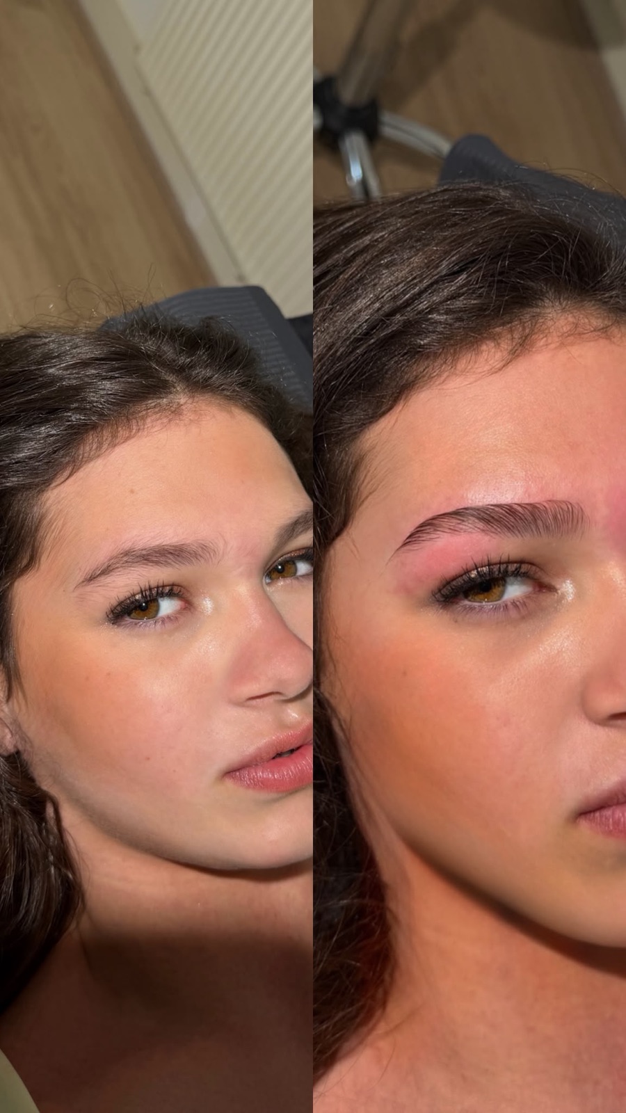 Voor en na wenkbrauwbehandeling bij Beautiq Studio Rotterdam