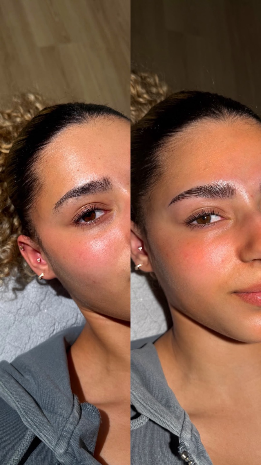 Voor en na wenkbrauwbehandeling bij Beautiq Studio Rotterdam
