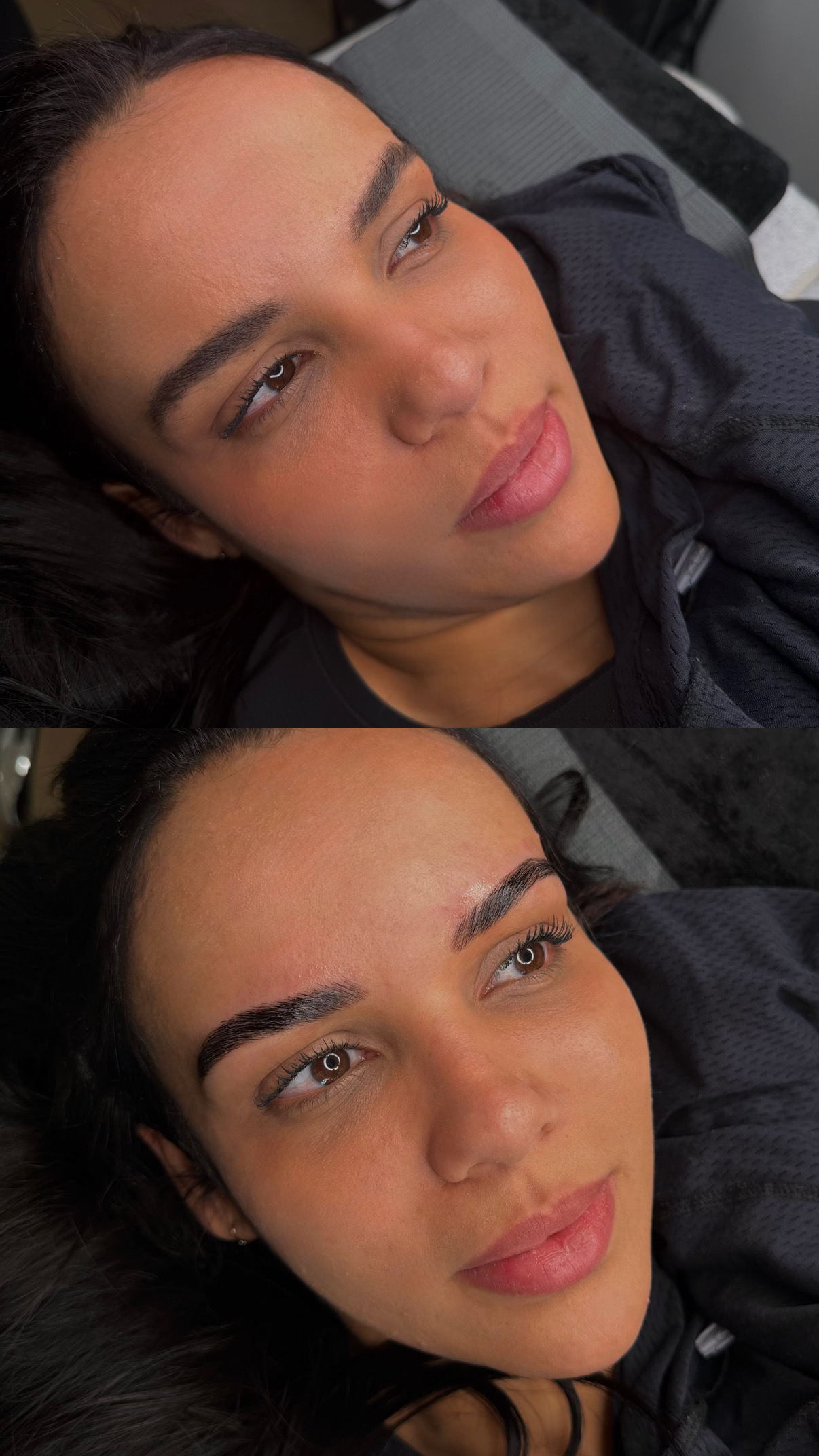 Voor en na wenkbrauwbehandeling bij Beautiq Studio Rotterdam
