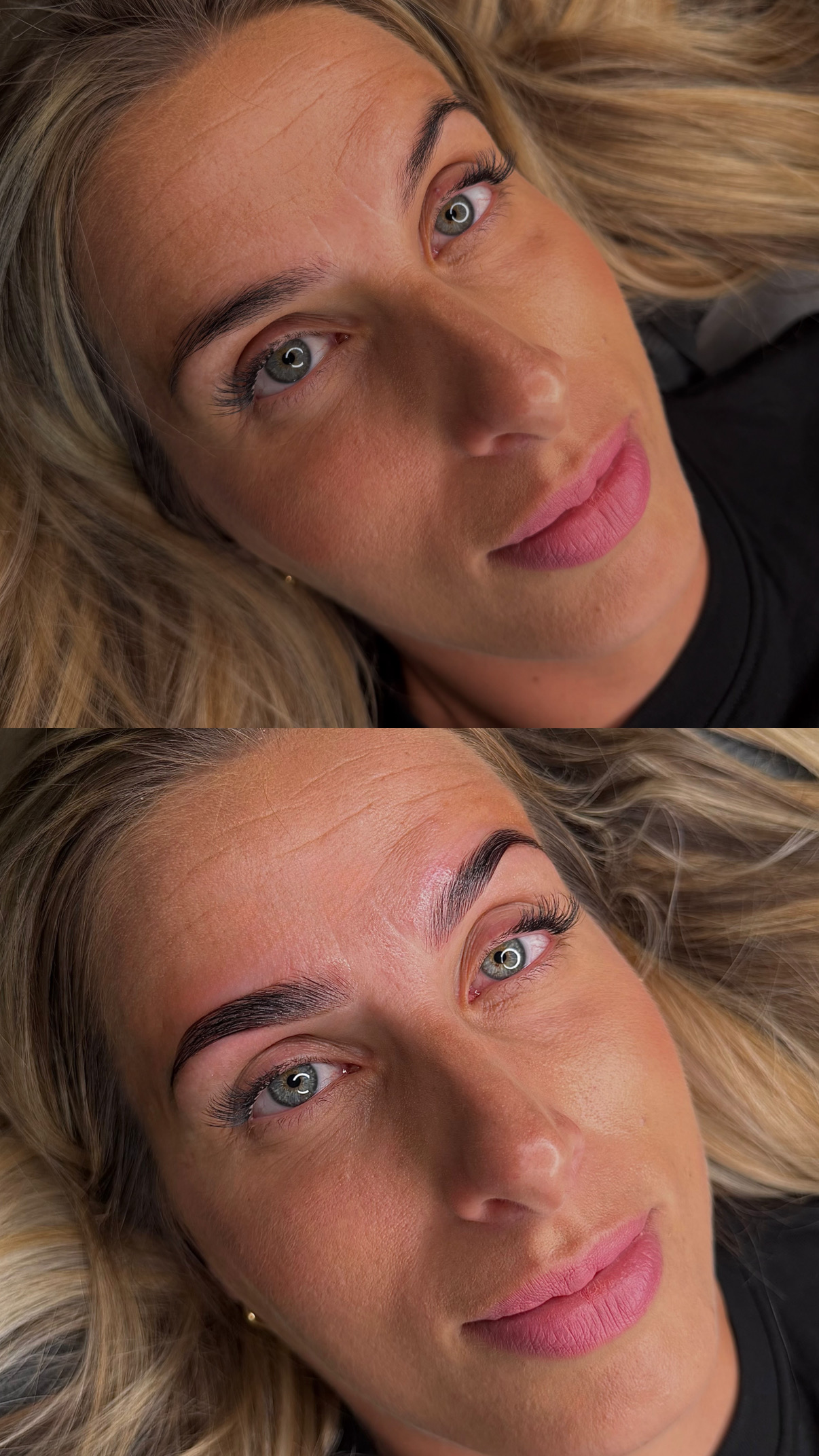Voor en na wenkbrauwbehandeling bij Beautiq Studio Rotterdam