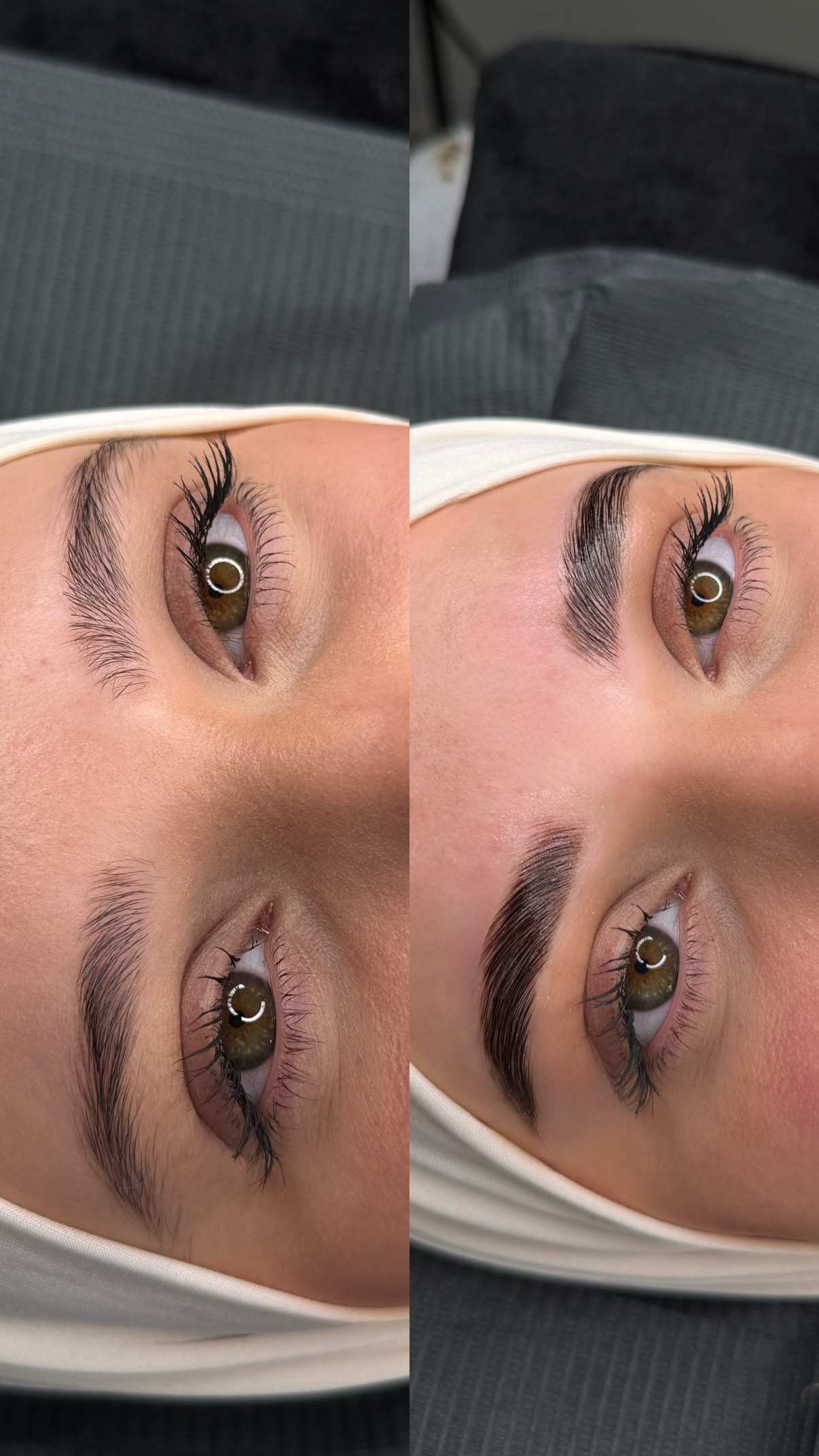 Voor en na wenkbrauwbehandeling bij Beautiq Studio Rotterdam